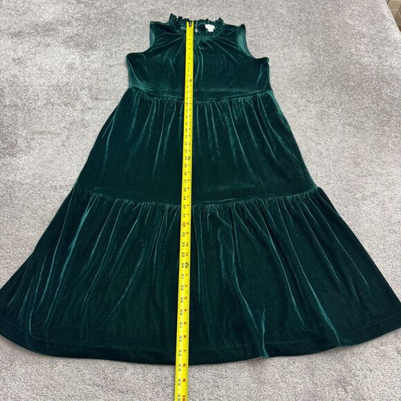 J.Crew Factory Velvet Sleeveless Tiered Midi Dress Women 8 Green Ruffle Neck NWT - Picture 9 of 15